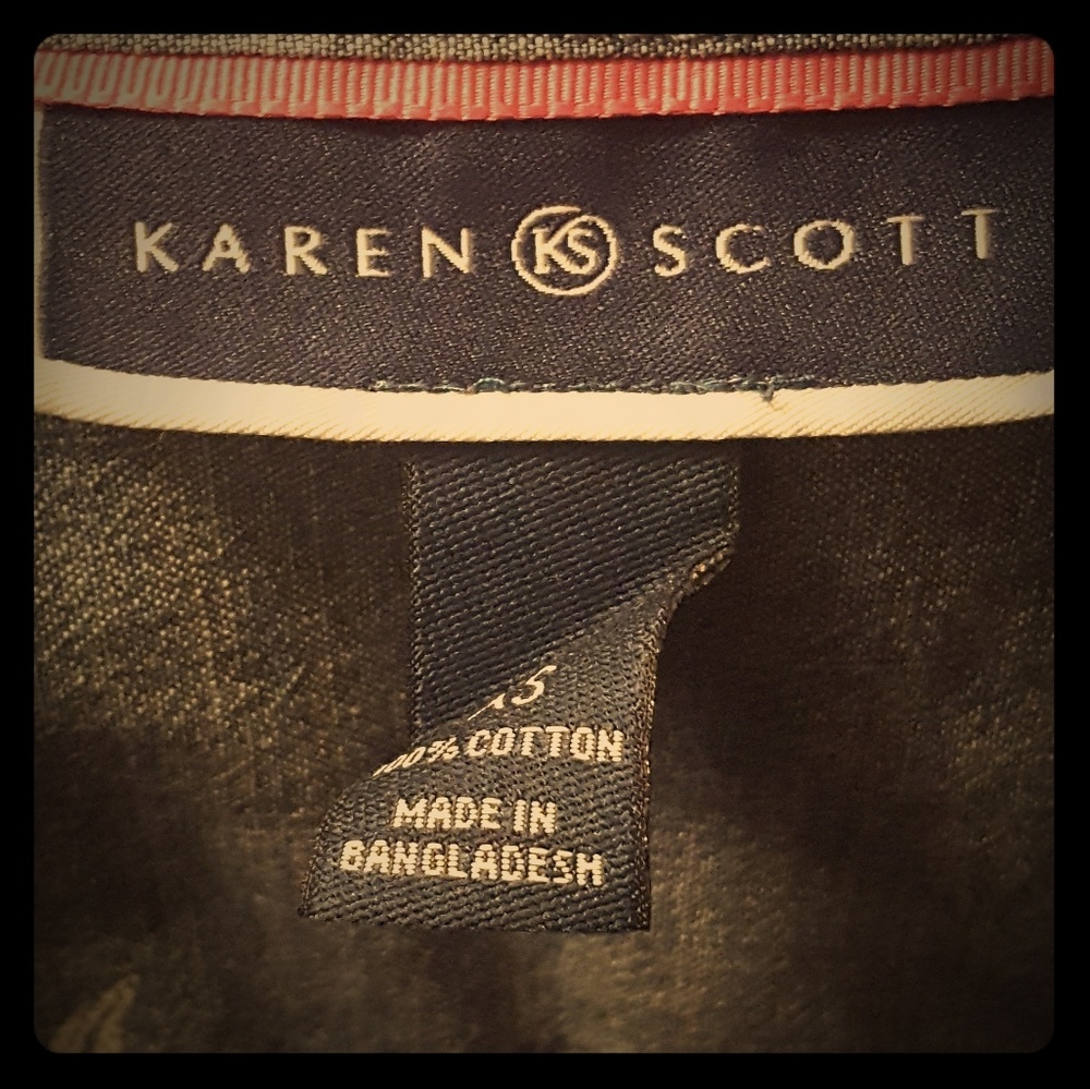 karen Scott denim sx XS with flower prinf